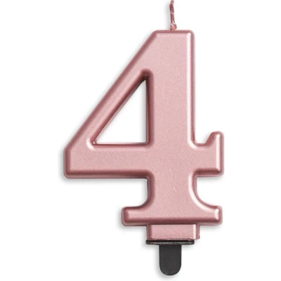 Afbeelding van Kaars 4 jaar Rose Goud Metallic 8cm
