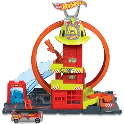 Afbeelding van Hot Wheels City brandweerkazerne racebaan