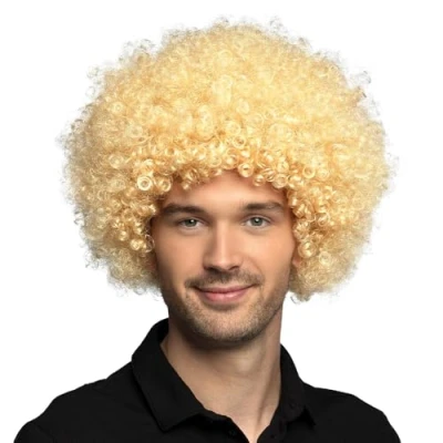 Afbeelding van Boland Pruik Groove Blond Afro Kort Unisex Danser/danseres 70&#039;s, 80&#039;s &amp; 90&#039;s Disco