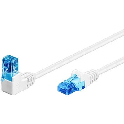 Afbeelding van Goobay 51534 Patchkabel CAT 6A stekker 90 netwerkkabel Ethernet Playstation Xbox LAN kabel DSL U/UTP RJ45 wit 0,25 m