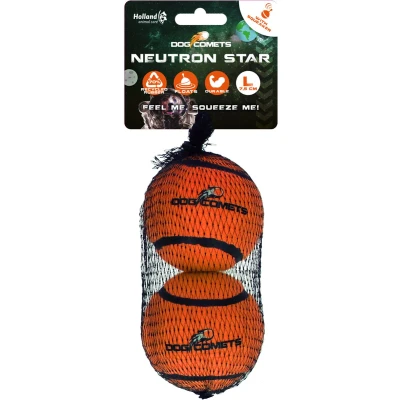 Afbeelding van Dog Comets Neutron Star Hondenbal met Pieper Ø 7,5 cm Hondenspeelgoed tennisbal Stuiterende Oranje 2 stuks
