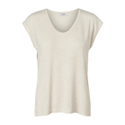 Afbeelding van Pieces Pcbillo Stripes NOOS Tshirt print, Dames, Maat: XS, Offwhite