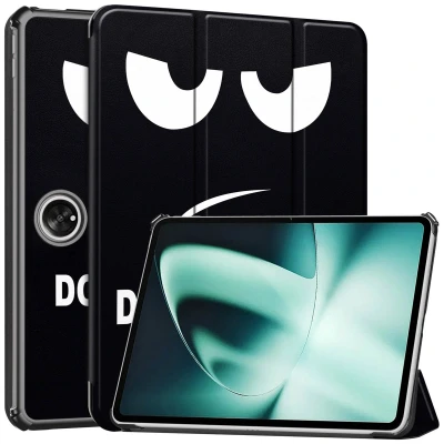 Afbeelding van iMoshion Tablet Hoes Geschikt voor OnePlus Pad Design Trifold Bookcase Zwart /Don&#039;t touch