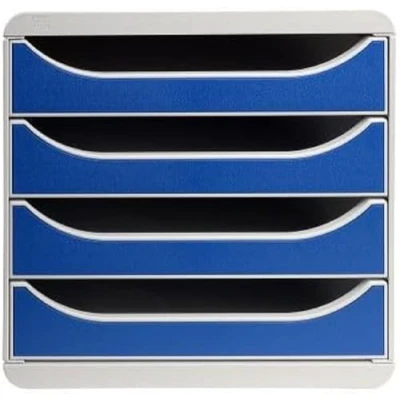 Afbeelding van Exacompta, Opslag van documenten, Ladebox met 4 laden grijs/blauw (A4)