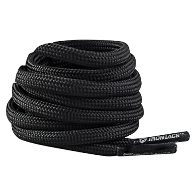 Afbeelding van IRONLACE Paracord 550, veters, hardlopers, wandelaars, laarzen, vrijetijdsschoenen, 1 paar, meerdere kleuren en lengtes, zwart, 114 cm, zwart.