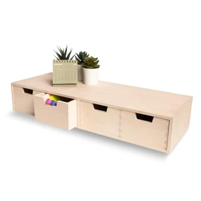 Afbeelding van Creative Deco kleine commode van hout, 4 laden, 56 x 20,5 10 cm, bureau organizer, opbergkast, accessoires