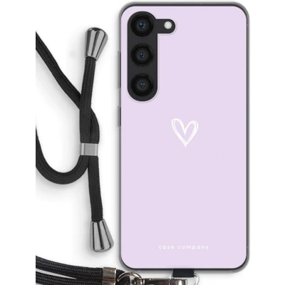 Afbeelding van Case Company® hoesje met Koord geschikt voor Samsung Galaxy S23 Klein hartje paars Telefoonhoesje Zwart Bescherming aan alle Kanten en Over de Schermrand