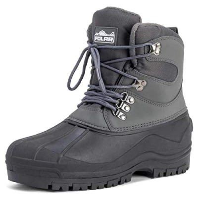 Afbeelding van Polar heren korte nylon mesh met overlay duck waterdichte zool veter winters snowboots grijs UK9 / EU43 YC0441