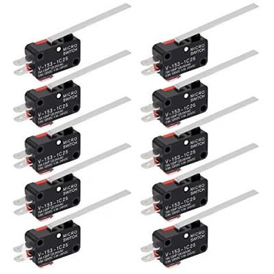 Afbeelding van InduSKY 10 stuks micro schakelaar, scharnierhendel, SPDT 1NO 1NC, lange momentane hendel, 3 polig, voor Arduino