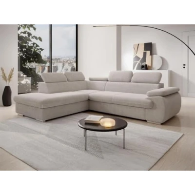 Afbeelding van Vente unique Hoekslaapbank met hoek links van beige ribfluweel FABIEN L 271 cm x H 76 D 221