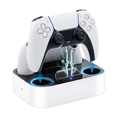 Afbeelding van Mcbazel Oplaadstation PS5 controller, PS5, dubbele oplader, oververhittingsbeveiliging, laadstation drievoudige bescherming met led indicator voor PlayStation 5 DualSense Controller Wit