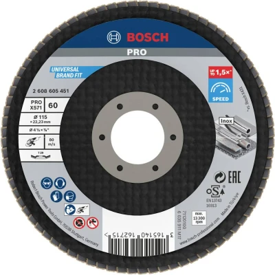 Afbeelding van Bosch Accessories 2608605451 X571 Lamellenschijf Diameter 115 mm Boordiameter 22.33 Staal 1 stuk(s)