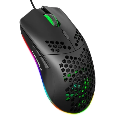 Afbeelding van HXSJ J900 Optisch Gaming Muis Ultra licht RGB Verlichting 6400 DPI Zwart