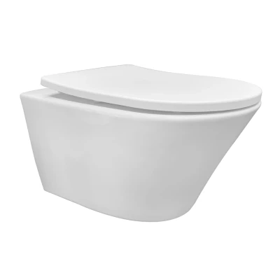 Afbeelding van Wiesbaden Vesta wandcloset rimless met Shade slim toiletzitting softclose en quick release glans wit