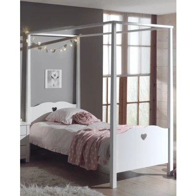 Afbeelding van LUCEVI Amori hemelbed + Lattenbodem Wit 90x200 cm