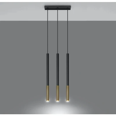 Afbeelding van Hanglamp Mozaica 3 Lichts Zwart/Goud Giga Meubel