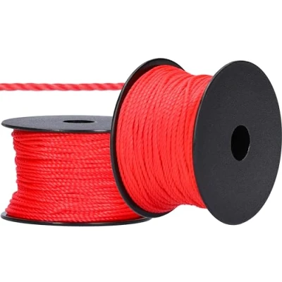 Afbeelding van ToolSpace Metselaarskoord, bouwkoord, 50 m x 1,7 mm, rood, polypropyleen zijde, uitlijningskoord, lood, dikke bestrating, duurzaam