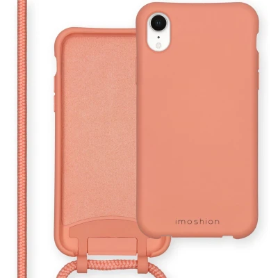 Afbeelding van iMoshion Hoesje Geschikt voor iPhone Xr met koord Color Backcover afneembaar oranje