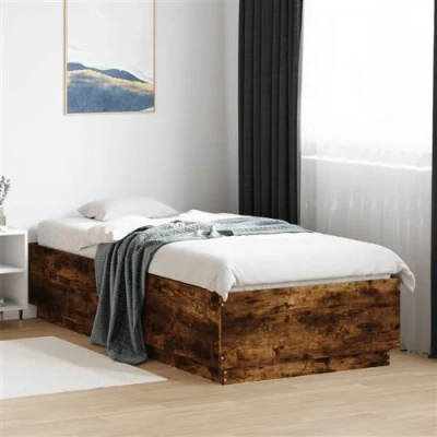 Afbeelding van vidaXL Bedframe met LED verlichting gerookt eikenkleurig 90x200 cm