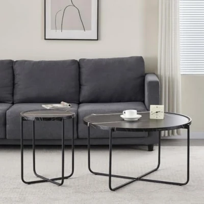 Afbeelding van Milton &amp; Oldbrook Salontafel Set Navarre Marmer Zwart