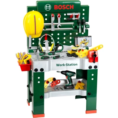 Afbeelding van Klein Toys Bosch werkbank helm, bril, oorbeschermers, handschoenen, gereedschap 81 delige accessoireset geeft plezier geen bescherming multicolor