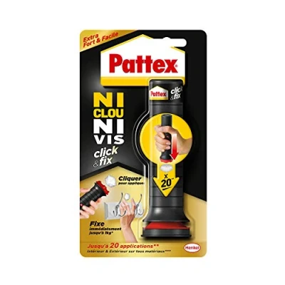 Afbeelding van Pattex Ni Clou Vis Click &amp; Fix montagelijm in de vorm van een voorgedoseerde applicator, tot 20 blikjes snellijm op alle materialen, witte lijm, 30 g