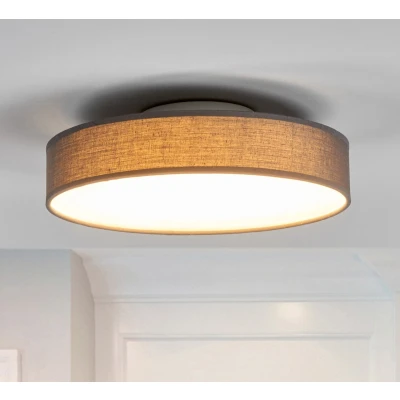Afbeelding van Lindby plafondlamp 1licht stof, kunststof, metaal H: 9 cm grijs, wit Inclusief lichtbron
