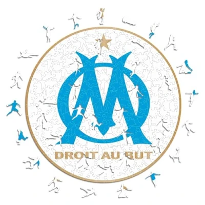 Afbeelding van Iconic Puzzles, Marseille Logo, puzzel van 100% ecologisch duurzaam hout met officiële rechtvaardigheid, maat S, 150 stukjes
