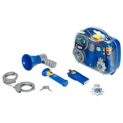 Afbeelding van Klein Toys politiekoffer zaklamp, walkietalkie, megafoon, handboeien met sleutel en politiebadge incl. licht geluidseffecten blauw