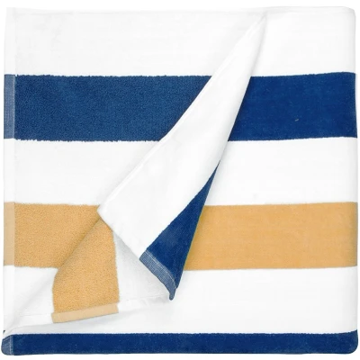 Afbeelding van The One Towelling 90x190 Strand Stripe Navy / Gold