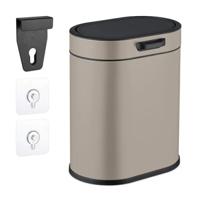 Afbeelding van hangende prullenbak 5 liter voor keukenkastje badkamer binnenemmer beige