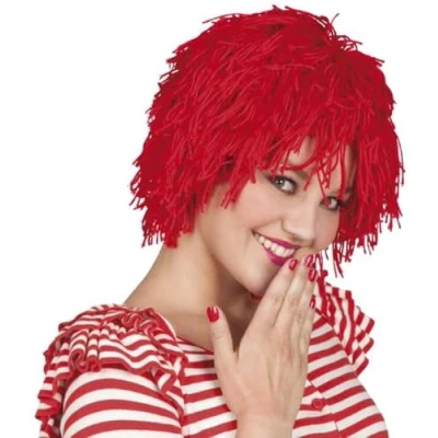 Afbeelding van Boland Pruik Clown Fuzzy Rood Steil Kort Vrouwen Circus