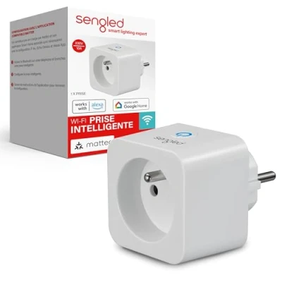 Afbeelding van Sengled Smart stopcontact, compatibel met Matter, werkt Alexa, onmiddellijke koppeling, ondersteunt tot 2300 W, platform Matter vereist, 2,4 GHz, wifi, 1 verpakking