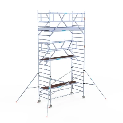 Afbeelding van Professionele alu rolsteiger 1.35x3.05x7.20m werkhoogte incl. dubbele voorloopleuning carbon