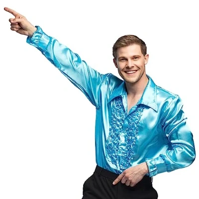 Afbeelding van Boland Party shirt turquoise (M) Volwassenen Danser/danseres 80&#039;s &amp; 90&#039;s Disco