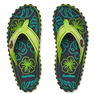Afbeelding van Gumbies Teenslippers Heren Dames Lime Hibiscus Maat 42