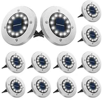 Afbeelding van Bowfar Zonnelamp voor buiten, 12 leds, 800 mAh, zonnelamp, tuin, waterdicht, IP65, spot, decoratief licht terras, gazon, pad, koud wit