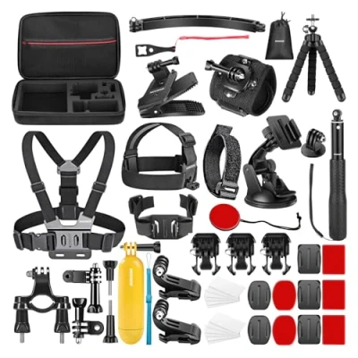 Image de NEEWER Kit d&#039;accessoires pour caméra d&#039;action 50 en 1 compatible avec GoPro Hero 11 10 9 8 7 6 5 4 Max Fusion Insta360 DJI Osmo Action 2 AKASO, et plus