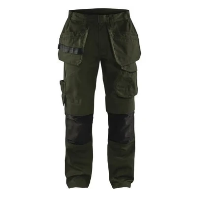Image de Pantalon services stretch avec poches flottantes vert olive/noir