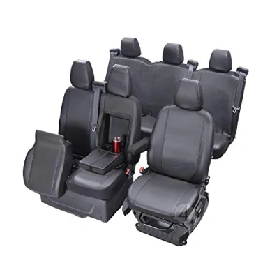 Afbeelding van Aangepaste PU lederen VIP stoelhoezen compatibel met Transit Custom cabine double vanaf 2018 6 zitplaatsen