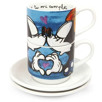 Afbeelding van set tassen cafe blauw