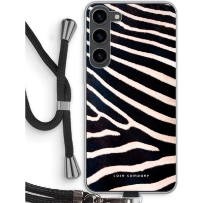 Afbeelding van Case Company® hoesje met Koord geschikt voor Samsung Galaxy S23 Plus Zebra Telefoonhoesje Zwart Bescherming aan alle Kanten en Over de Schermrand