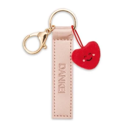 Afbeelding van NICI sleutelhanger &quot;Danke&quot; van kunstleer 10 cm met roze hart voor rugzak of tas, groot en klein 62015