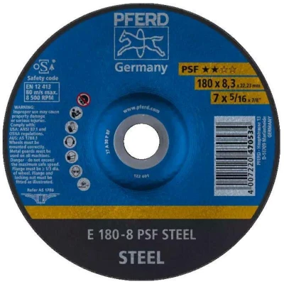Afbeelding van PFERD 62017834 Psf Steel Afbraamschijf gebogen Diameter 180 mm Boordiameter 22.23 10 stuk(s)