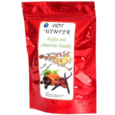 Afbeelding van Gearomatiseerde koffie (vanille amaretto winter, 200 g) wintersmaak hele bonen