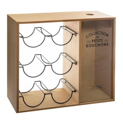 Afbeelding van Atmosphera Flessenhouder Loft metaal en hout 39 7x35 cm