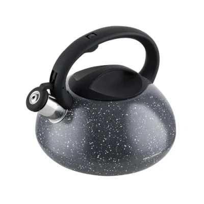 Image de FLORINA Bouilloire Inox (2,5 l) I Sifflante LAVA Poignée Résistante à la Chaleur non Electrique Induction, Gaz Pour Thé et Café Couleur: Gris