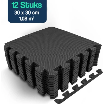 Afbeelding van Hulser Puzzelmat 30 x 1 cm 12 stuks 1,08 m2 Fitness vloermat