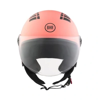 Afbeelding van BHR 834 Flow Half Jet Motorhelm, ECE 22.06 goedgekeurd, met 16 ventilatiegaten, Vespa helm krasbestendig vizier en micrometrische sluiting, koraalmat, XS