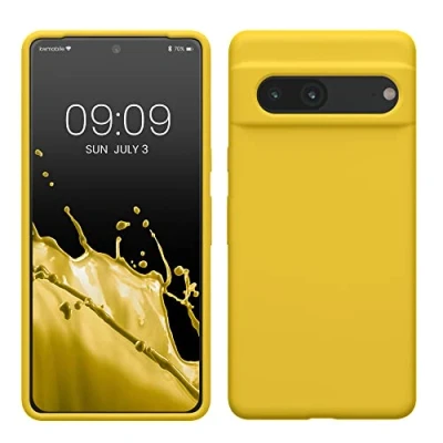 Afbeelding van kwmobile telefoonhoesje geschikt voor Google Pixel 7 Hoesje met siliconen coating Smartphone case in stralend geel